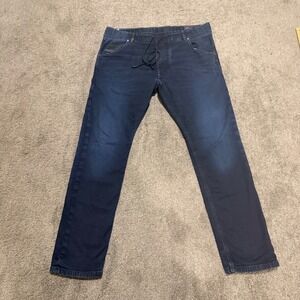 Diesel Krooley JoggJeans Mens Dark Wash Denim Sweatpants Tapered Blue Indigo
